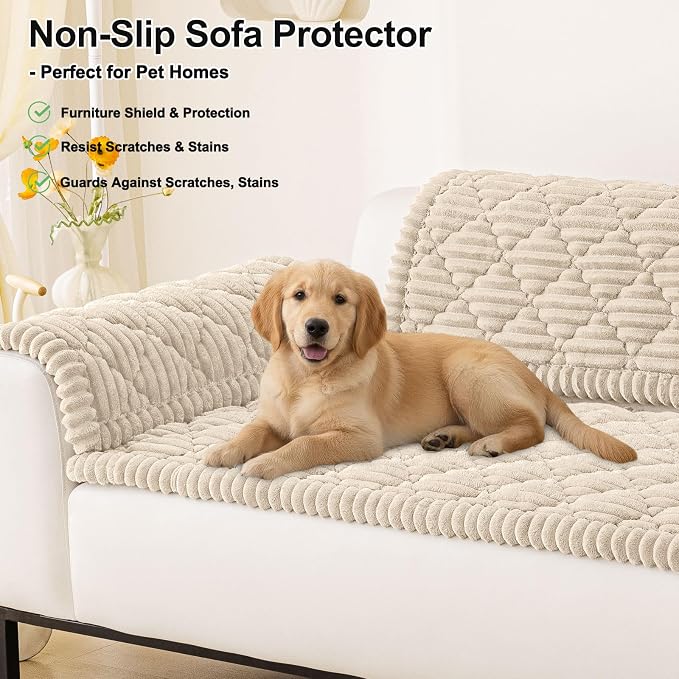 Smiry Couch Cover for Dogs Washable, Non Slip Fuzzy Pet Sofa Protector | Soft Thick Furniture Cover for Sofa, Loveseat and Sectional, Scratch & Pet Hair Resistant (Apricot, 43" x 63") - Image 11