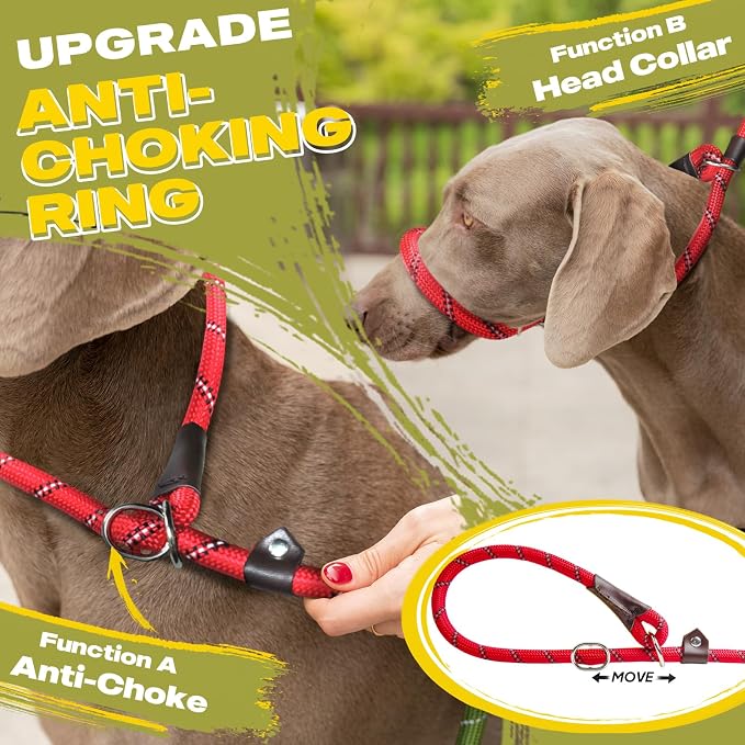 Fida Durable Slip Lead Dog Leash, 4 FT x 1/2" Dog Training Leash, Red - Image 3