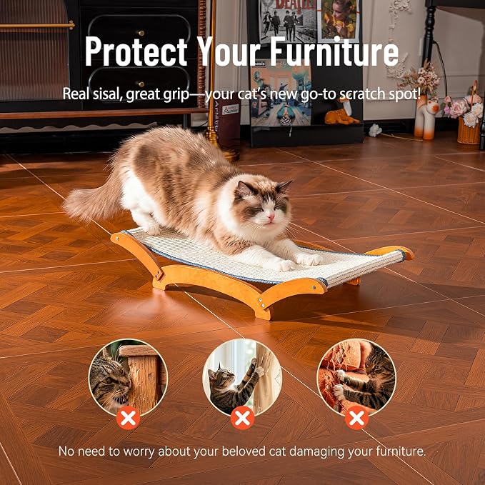 Sisal Cat Scratcher Bed for Indoor Large Cats Lounger & Sleep | Cat Supplies Pet Supplies Whole Wash Stable & Breathable Easy Assembly Indoors Outdoors, 16.9 in x 16.9 in x 9.5 in - Image 7