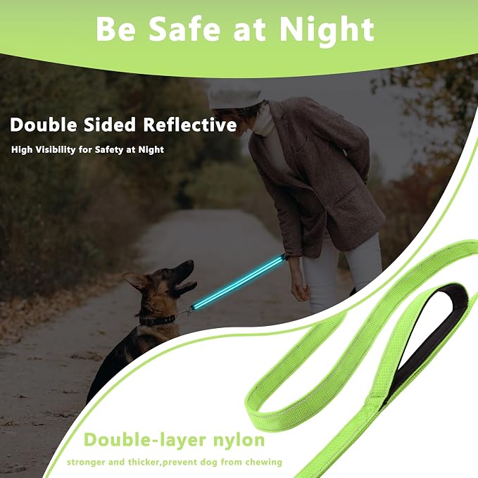 Dog Leash 6ft Long,Double Handle Dog Leash for Control Training | Heavy Duty Dog Leads with Traffic Padded Handles, Reflective Leashes for Small Medium Large Dogs(6ft, Green) - Image 4