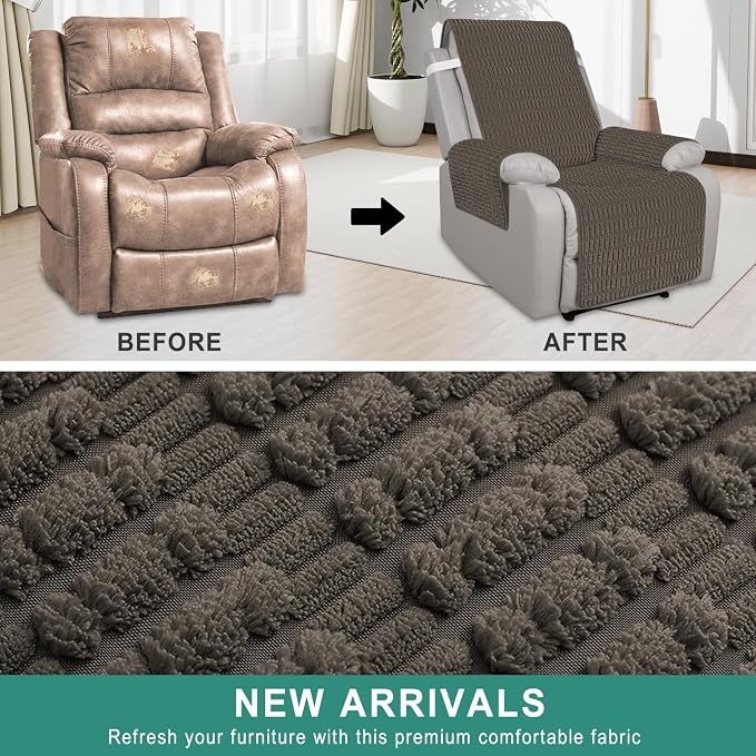 Foxdecor Recliner Chair Covers, Recliner Cover Non-Slip Chair Covers, Washable Recliner Couch Cover Furniture Protector, Cover for Recliner Chair with Elastic Straps. (Chocolate, 23" W) - Image 4