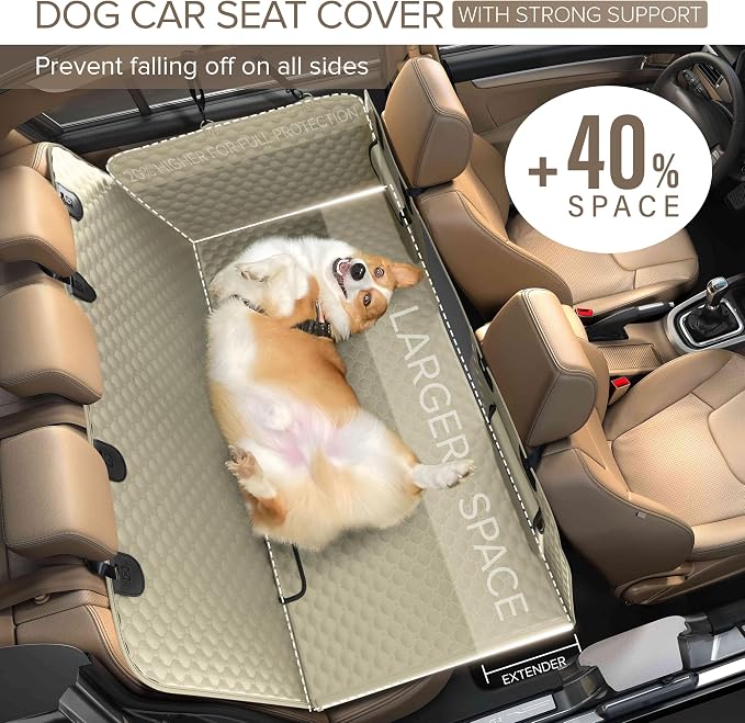 Back Seat Extender for Dogs, Heavy Duty Dog Car Seat Cover for Back Seat | Large Hard Bottom Car Seat Cover for Dogs Aggressive Chewer, Dog Hammock for Car, Travel Pet Car Bed for Car, SUV, Truck - Image 2