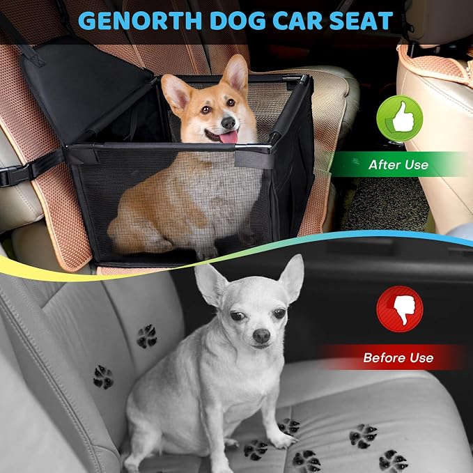 GENORTH Dog Car Seats for Small and Medium Dogs,Portable Puppy/Pet Car Booster Seat with Clip-On Leash and Mesh Window for Pet Up to 20 lbs - Image 6