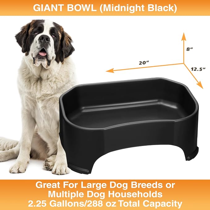 Neater Pet Brands Extra Large Water Bowl for Dogs, Outdoor Dog Water Bowl (2.25 Gallon XL Capacity), Big Trough Style Food Dish for Indoors or Outside, No Spill Large Dog Bowls, Midnight Black - Image 6
