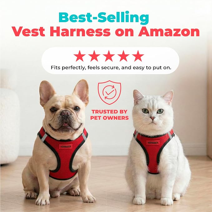 Voyager Step-in Air Dog Vest Harness - Red/Black Trim, Small | 14.5-16" in Chest, Reflective Bands, All Weather Breathable Air Mesh, Cats Compatible, Lightweight, Fast Drying - Image 6