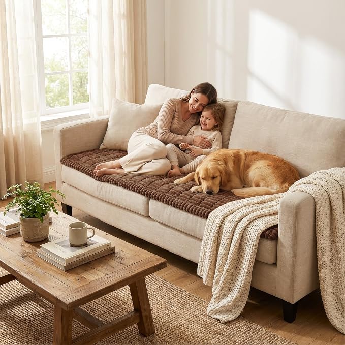 Smiry Couch Cover for Dogs, Non Slip Washable Sofa Protector for Pets | Soft Furniture Cover for Leather & Fabric Couches, Cozy Protect Against Fur, Dirt & Messes, Pet Friendly, 35.4"x82.7" - Image 6