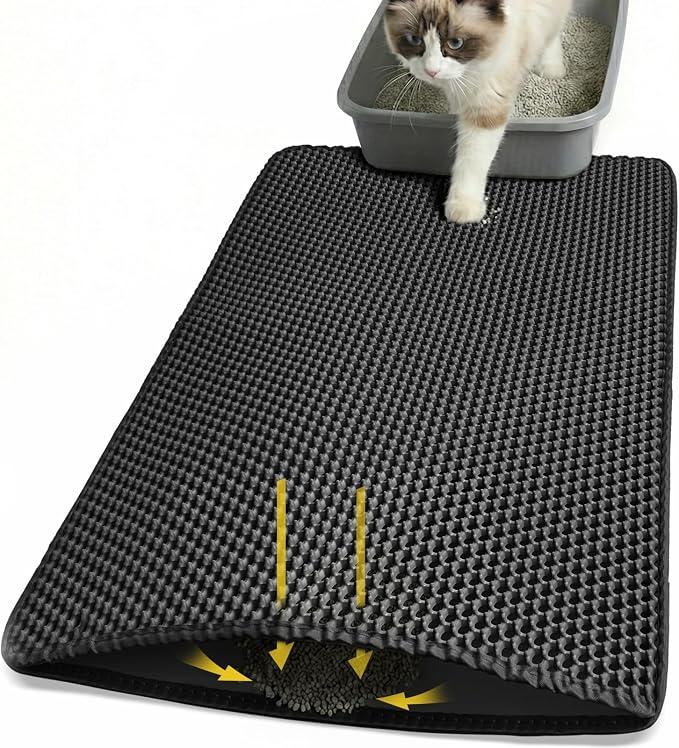 Cat Litter Mat 24x35 Inches, Honeycomb Double Layer Litter Trapping Mat, Waterproof Leakproof Urine Proof Cat Litter Box Mat for Cat Litter Box Area, Floor, Kitty Litter Rug by Unknown