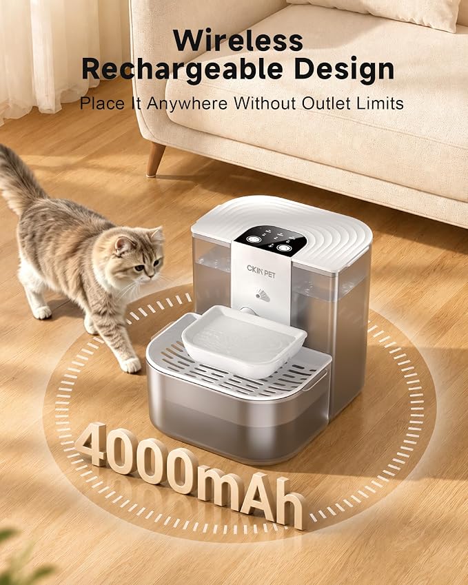 Heated Cat Water Fountain No Filters,4.5L Wireless Automatic Pet Fountain | Warms Water to 28°C/82°F,Wastewater Separation,Ceramic Bowl,4000mAh Battery,Remote Control,Pet Water Fountain for Cats & Dogs - Image 6