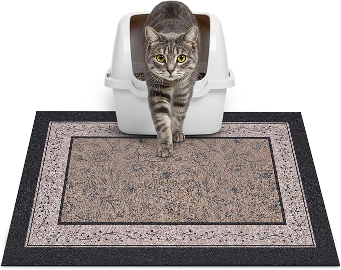Glittme Cat Litter Mat, 24"x15" Non-Slip Washable Trapping Mat for Cats | Litter Trapping Mat With Thick PVC Coil To Catch Scatter, Soft On Paws And Waterproof Bottom To Protect Floors by Glittme