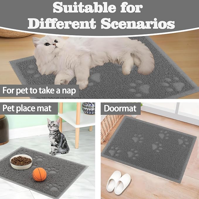 Darkyazi Cat Litter Box Mat for Floor Litter Trapping Mat Non-Slip Backing, Scatter Control, Easy Clean, Water Resistant, Soft on Paws (15.75" x 11.75",Grey) - Image 7