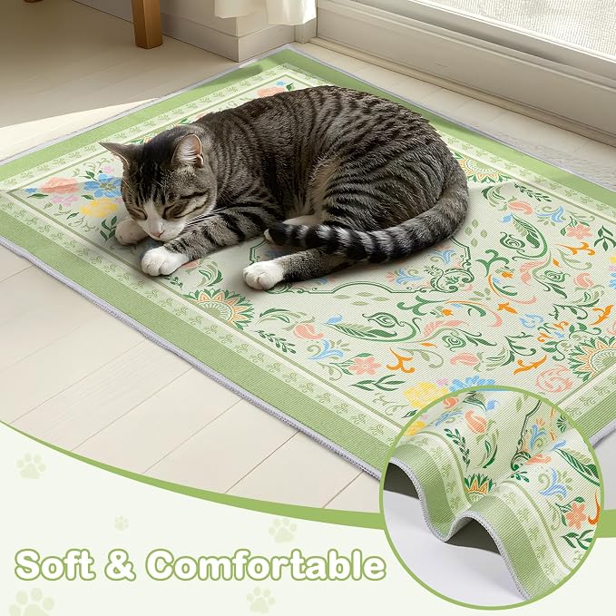 2 Pack Washable Cat Litter Mat 48"x36" Waterproof Trapping Pad | Kitty Litter Box Mat Featuring A Non-Slip Base And Decorative Design To Trap Scatter For Home Floor Protection - Image 3