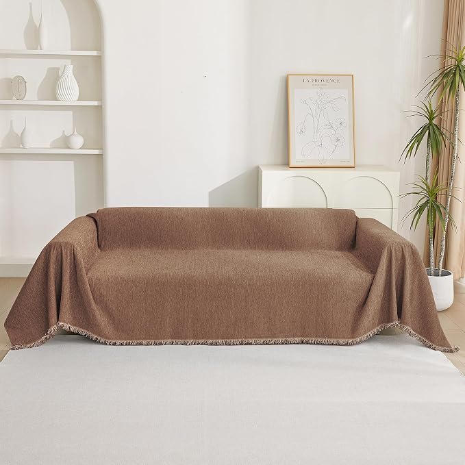 MYSKY HOME Couch Covers for 3 Cushion Couch Sofa, Chenille L Shape Sectional Couch Cover - Pet-Friendly, Machine Washable, Non-Slip Sofa Protector for Dogs, Kids, 71"x118", Camel - Image 7