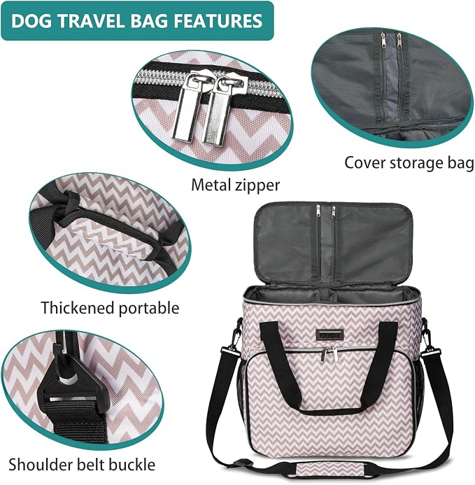 BAGLHER Dog Travel Bag, Pet Travel Bag (ALL Pet Travel Supplies), With 2 Pet Food Containers and 2 Collapsible Silicone Bowls; Essential Kits for Travel BLW - Image 4