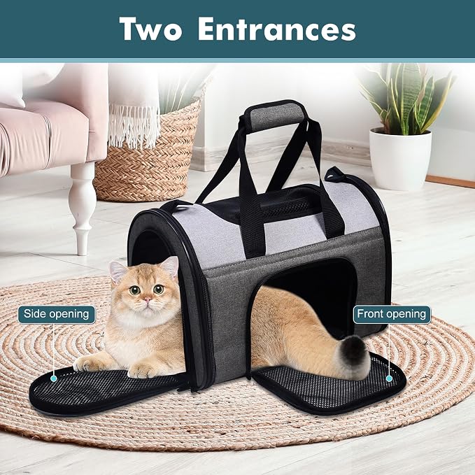 Jespet Airline Approved Soft-Sided Kennel Pet Carrier for Small Dogs Cats | Collapsible, Built-In Leash, Large Storage Pocket, Travel Handbag & Car Seat, Up to 10lbs - Image 3