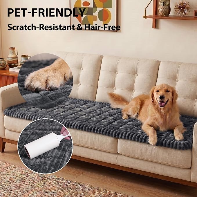 Fixwal Waterproof Flannel Dog Couch Cover, 27.6" x 94.5", Dark Grey | Integrated TPU Barrier, Non-Slip Backing, Machine Washable, Pet Friendly, Easy Clean Pet Hair, Soft Sofa Cushion Protector - Image 6