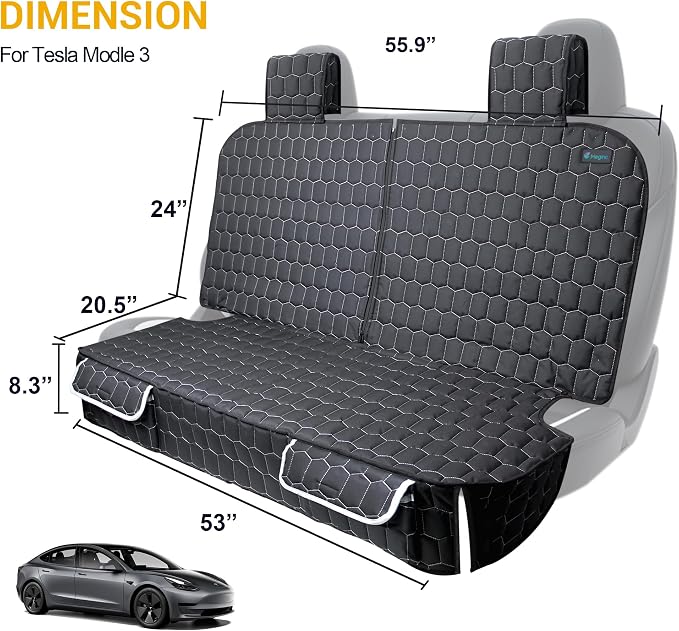 Meginc Dog Car Seat Covers for Model 3, Rear Seat Protector for Dogs &Kid | Waterproof Backseat Cover for Tesla With Armrest Compatible Nonslip Bench,Headrest Protection,Easy Clean,Machine Washable - Image 7