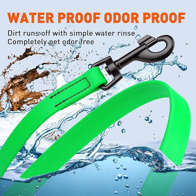 Dogline Biothane Waterproof Dog Leash Strong Coated Nylon Webbing with Black Hardware Odor-Proof Easy to Clean High Performance for Small or Large Dogs Made in USA 4 or 6 ft Lead, Tropical Green - Image 6