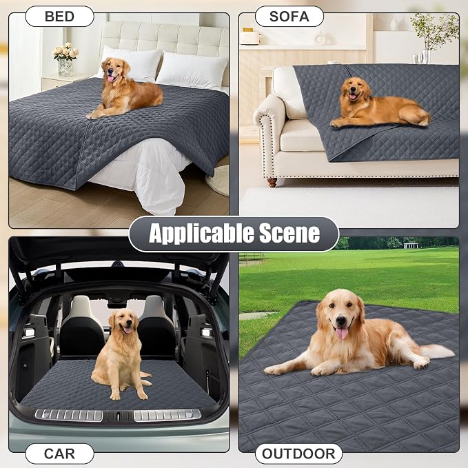 Smiry Waterproof Reversible Pet Couch Covers for Dogs | Pet Friendly, Soft Fabric, Washable Sofa Furniture Protector for Dogs Cat Kids, Checkered (40"x50", Dark Grey/Dark Grey) - Image 7