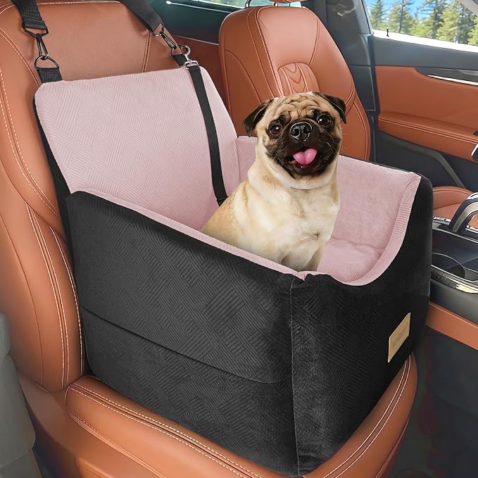 JOEJOY Dog Car Seats for Small Medium Dogs Under 35lbs, Dog Booster Seat with Detachable Washable Cover and Cushion, Memory Foam Pet Car Seat with Safety Belt and Storage Pockets (BP) - Image 2