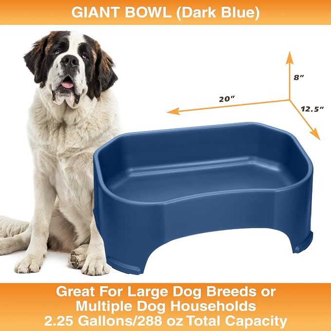 Neater Pet Brands Extra Large Water Bowl for Dogs, Outdoor Dog Water Bowl (2.25 Gallon XL Capacity), Big Trough Style Food Dish for Indoors or Outside, No Spill Large Dog Bowls, Dark Blue - Image 6