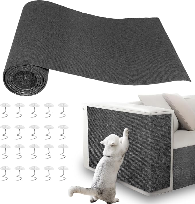 Cat Scratch Pad for Wall, Scratch Furniture Protector(78.7”×15.8”) | Cuttable and Adhesive Cat Scratching Mat, Fun Interactive Scratcher (Dark Gray) by Unknown