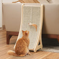PETKARAY Curved Cat Scratcher, Sisal Kitty Scratching Ramp, L Shape Scratch Pad for Indoor Cats, 25.6" Furniture Protector with Mouse Toy, Chevron Style by PETKARAY