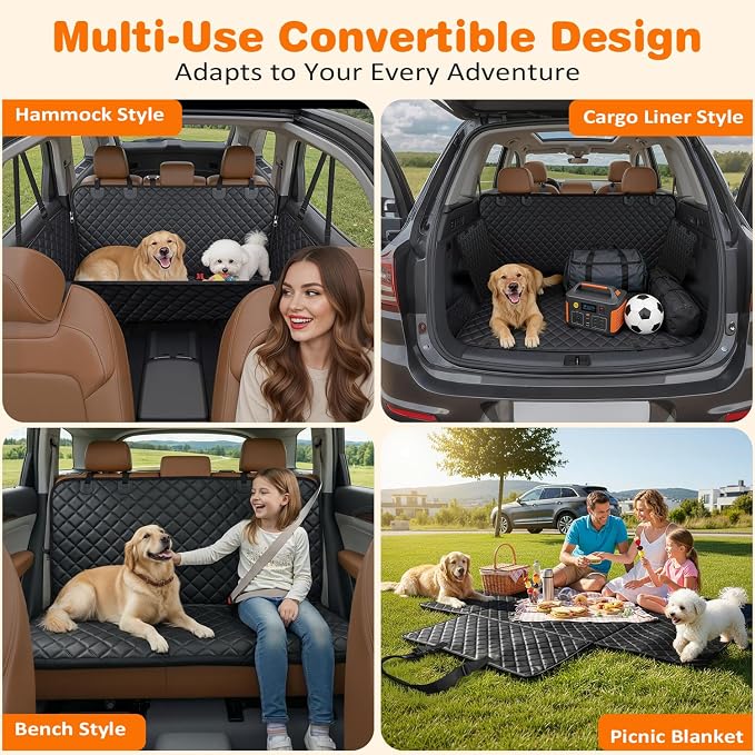 URPOWER 900D Heavy Duty Dog Seat Cover for Back Seat, Waterproof Hammock | 60% Tougher than 600D Oxford, Side Flaps with Zippers, Scratch Resistant, Non-Slip, Machine Washable, Fits Cars & SUVs - Image 7