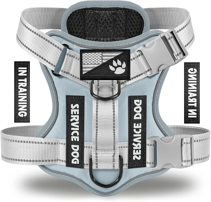 Service Dog Harness, Reflective Dog Vest Harness with 5 PCS Patches, Adjustable Soft Oxford Pet Harness, Inner Layer Mesh, Easy to Control for Small Medium Large Dogs by DemigreatLLC