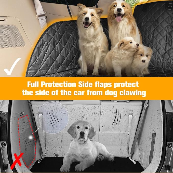 PETICON SUV Cargo Liner for Dogs, PU Leather Trunk Cover with Bumper Flap | Waterproof Pet Cargo Cover with Side Flaps, Dog Car Seat Cover with Non-Slip Mat Prevents Scratches, Pet Hair, Mud, and Dirt - Image 4