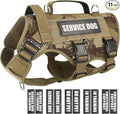 Service Dog Vest Harness for Large Dog, Tactical Working MOLLE Vest with 10 Pet Patches, No Pull Heavy Duty Harness for Training Walking by WINSEE