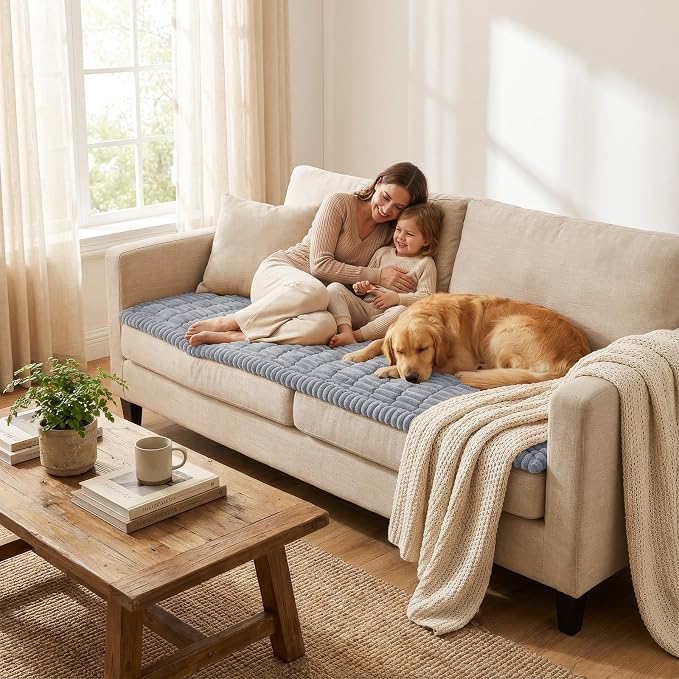 Smiry Couch Cover for Dogs, Non Slip Washable Sofa Protector for Pets | Soft Furniture Cover for Leather & Fabric Couches, Cozy Protect Against Fur, Dirt & Messes, Pet Friendly, 35.4"x35.4" - Image 6