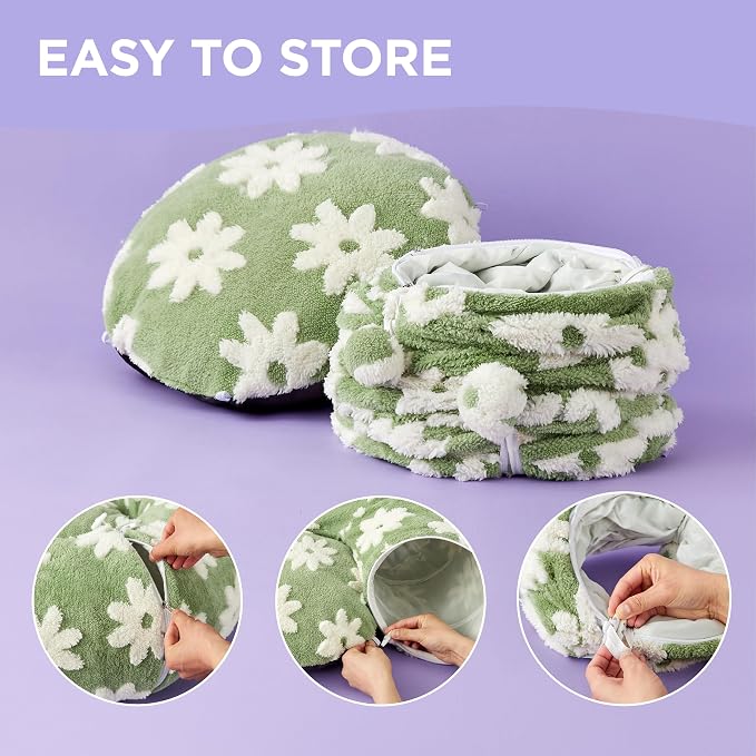 Lesure Donut Cute Jacquard Cat Tunnel Bed Kitten Toys for Puppy Bunny | 33.5x33.5x10in,Round Cat Bed Tube for Indoor Cats Rabbit Dog,Pet Peekaboo Cave Toy,Spiral Hideaway,Washable Cushion,Green - Image 4