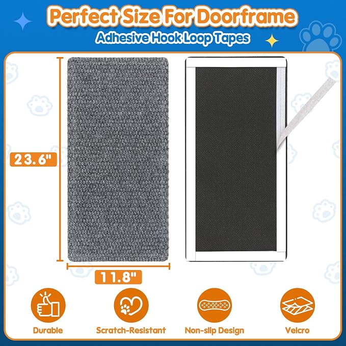 Wall Cat Scratcher for Indoor Cats,Corner Furniture Protector Grey | 23.6x11.8" wall corner cat scratcher,Durable scratching board protects door, wall and couch furniture,Easy mount - Image 5
