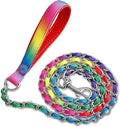 Metal Chain Dog Leash Chew Proof for Dogs, Colorful, 3.5mm, 6FT | More Room for Everyday Walks and Outdoor Use, Chew Resistant Chain, Padded Handle, Swivel Clip by LUFFWELL