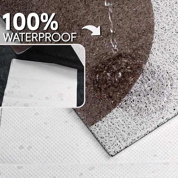 Cat Litter Mat Litter Trapping Mat, 40"x30" Waterproof Urine Proof Litter Box Mat Catcher Mat Non-Slip Washable for Kitty Kitten, Brown - Image 4