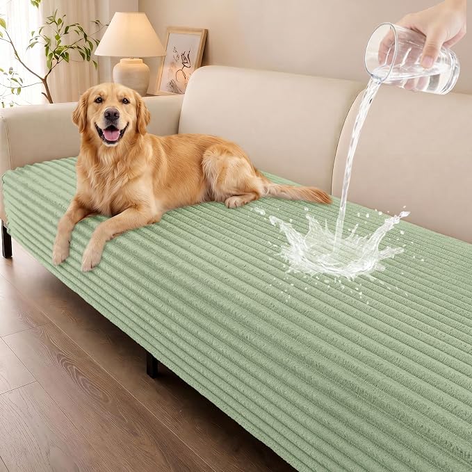 Smiry Waterproof Couch Cover for Dogs, Washable Non Slip Plush Protector | Waterproof Protection, Plush Flannel, Non Slip Backing, Pet Hair & Scratch Protection, Soft Cover (36" x 94.5") by Smiry