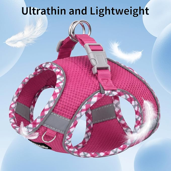 Small Dog Harness and Leash Set Strong Magic Tape, Hot-Pink, XS | No Pull Step-in Vest for Puppy, Breathable Mesh, Reflective & Escape-Proof Design, Outdoor Use for Chihuahua, Maltese - Image 6