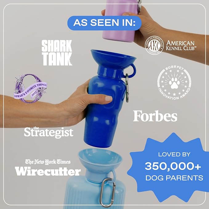 Springer Dog Water Bottle | Portable Travel Drinking Feeder Dispenser for Dogs & Puppies | As Seen on Shark Tank | Leak-Proof Bowl | BPA-Free | Outdoor Walking, Hiking & Travel | 22oz Blue - Image 6