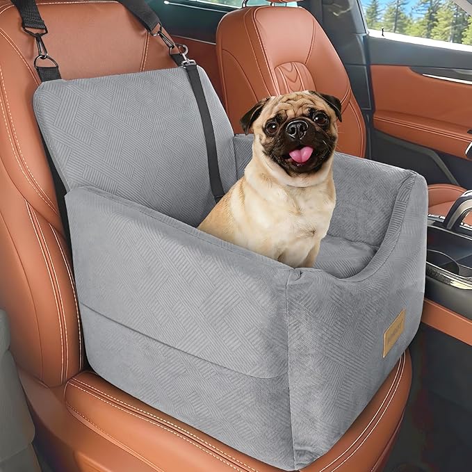 JOEJOY Dog Car Seats for Small Medium Dogs Under 35lbs, Dog Booster Seat with Detachable Washable Cover and Cushion, Memory Foam Pet Car Seat with Safety Belt and Storage Pockets (LG) - Image 2