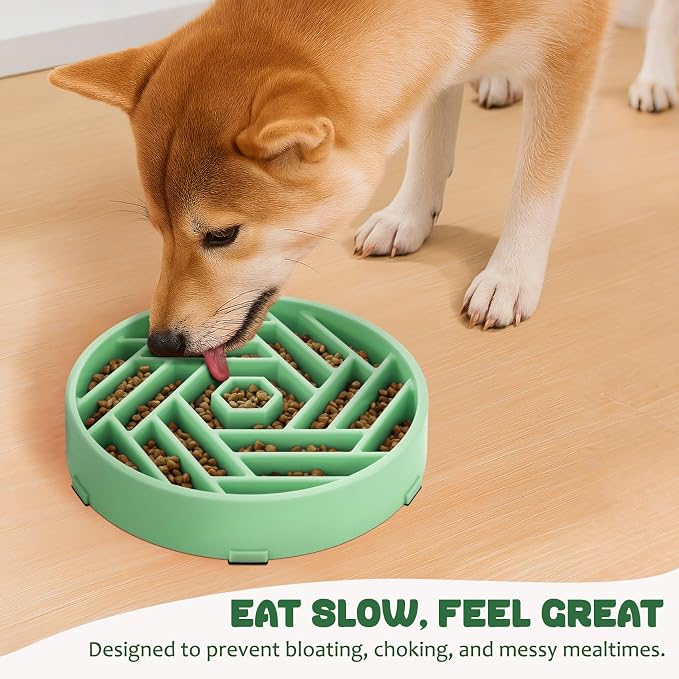 WHIPPY Slow Feeder Dog Bowl, Puzzle Maze Design to Slow Down Eating, 3-Cup Capacity, Anti-Gulping Food Bowl for Medium & Large Dogs,Mint Green - Image 3
