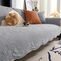 vctops Boho Cotton Quilted Couch Cover Soft Embroidered Sofa Cover Non-Slip Dog Bed Cover Scalloped Sofa Slipcover Washable Furniture Protector Cover (Light Grey,28"x59") by vctops