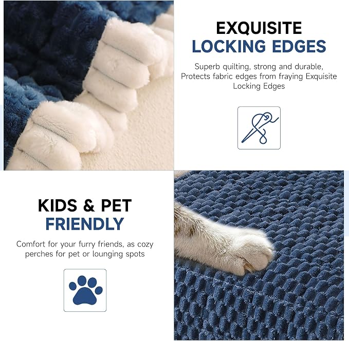 OTOB Dog Couch Cover Protector Washable, Non Slip Pet Sofa Furniture Covers | Blue, 27.6" x 82.7", Fuzzy Soft Plush, Pet Friendly, All Seasons, Breathable, Modern, Thick Wear-Resistant - Image 4