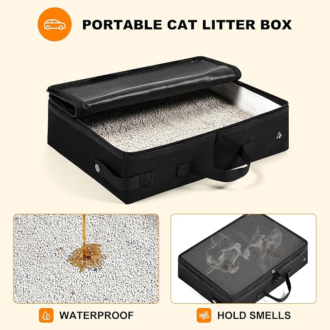 Pidipiti 20x14x14 Expandable car Travel Carrier, with Portable Litter Box | for 1 medium cat,large pet cage or kennel for long road trip,leakproof,with zipper lock,many pockets,good Visibility - Image 4