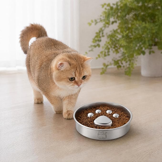 Stainless Steel 2‑in‑1 Double‑Sided Slow Feeder Bowl | 2 Cups Capacity, Non‑Slip Dish for Fast Eaters, Anti‑Gulping Pet Bowl for Small Medium Dogs & Cats, Dishwasher Safe - Image 2