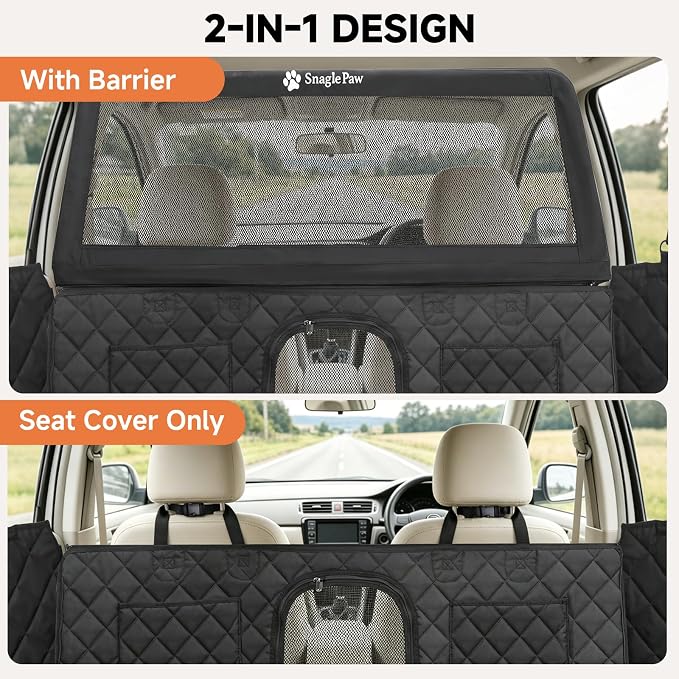 Snagle Paw Dog Car Seat Cover & Back Seat Extender,31"Super High Pet Barrier with Anti-Slip Hard Bottom Hammock Holds 440lbs,Water-Resistant Car Seat Protector for SUV,Trucks,Easy-Clean,Patent Pending - Image 2