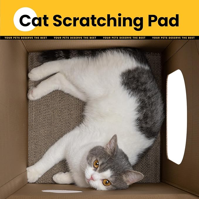 Conlun 2-Pack Cat Scratching Pad House Indoor Cave <13 lbs | 2-pack cozy caves, heavy-duty cardboard | traps messy crumbs, quick setup | ideal for multiple cats up to 13 lbs - Image 6