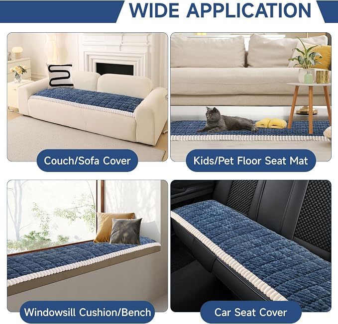 OTOB Couch Covers for Dogs Washable Non Slip Pet Couch Cover Protector | Blue, 23.6" x 47.2", Fuzzy Soft Plush, Pet Friendly, All Seasons, Breathable, Modern, Thick Wear-Resistant, Sofa Cover - Image 6