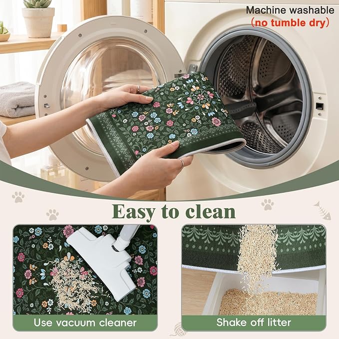 Bienbee Cat Litter Mat, 2 Pack 28" x 20" Machine Washable for Litter Boxes | Cat Litter Rug with Waterproof Backing, Non-Slip Grip and Soft On Kitty Paws to Catch Litter and Protect Floor - Image 6