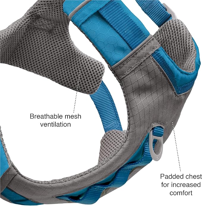 Kurgo Journey Air Dog Harness, Blue, Medium | Padded Chest, Ripstop Outer & Breathable Mesh, Back Assist Handle, Rust-Free Aluminum Hardware, Reflective Trim - Image 3