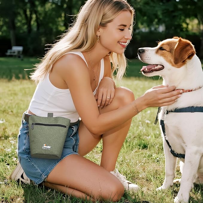 Dog Travel Bag for Pet Kit for Supplies with 2 Food Storage Containers 2 Collapsible Bowls 1 Feeding Mat 1 Dog Treat Pouch 7-Piece Set Perfect Road Trips Camping Weekend (Olive Green) - Image 7